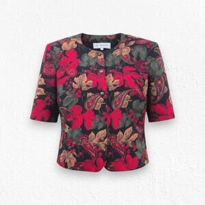 Vintage 1980s Norton McNaughton Floral Paisley Statement Jacket USA Size 14 NWT